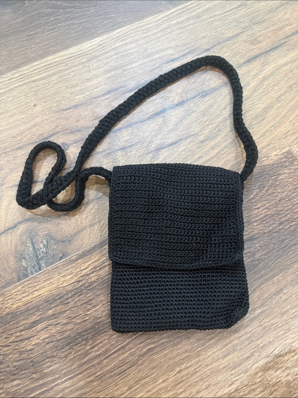 The Sak Black Crochet Flap Crossbody Bag